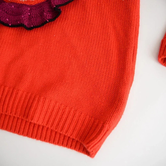 Rouje Paris Red Clown Face Knit 90% Wool Sequins Sweater S - Picture 4 of 13